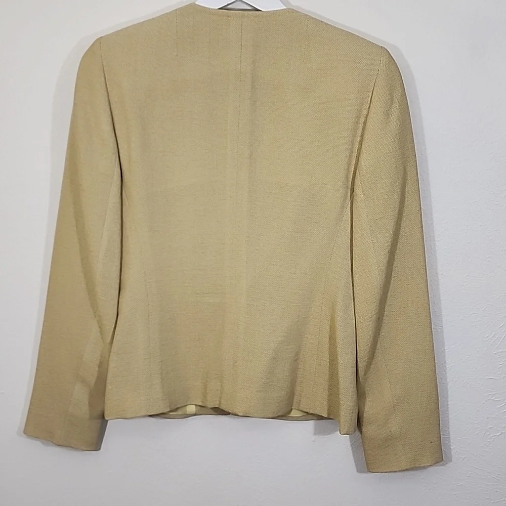 Akris Yellow Partial Wool Zip Up Office Attire Textured Blazer Size 4